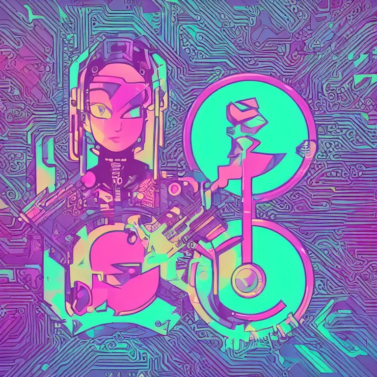 Prompt: cute cyberpunk kawaii style emblem, vibrant pastel colors, corporate logo, art deco, stylized, iconic, vector art, professionally made with made with adobe illustrator, 🧒, 📸, 🎨, trending on artstation hq, cgsociety
