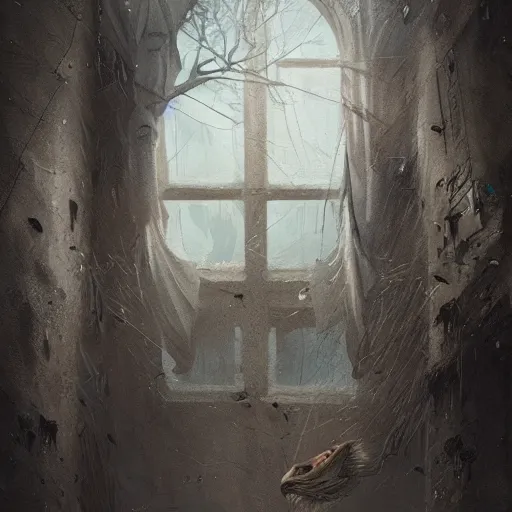 Image similar to a giant eye peeking througj a window,eerie,creepy,unnerving,digital art,art by greg rutkowski,design by trevor henderson,hyperdetailed skin,photorealistoc,deviantart,artstation,mysterious,4k