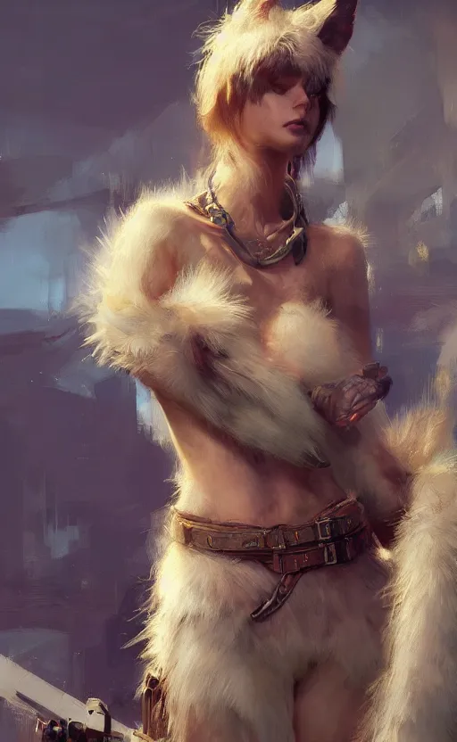 Prompt: furry girl. by frank lloyd wright, craig mullins, concept art, inrincate, sharp focus, digital painting, unreal engine, cgsociety, neoclassical, cinematic, highly detailed