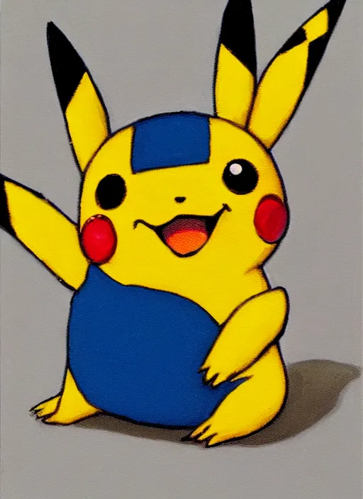 Prompt: a professional oil painting of pokemon pikachu smiling, f / 1. 4, 9 0 mm