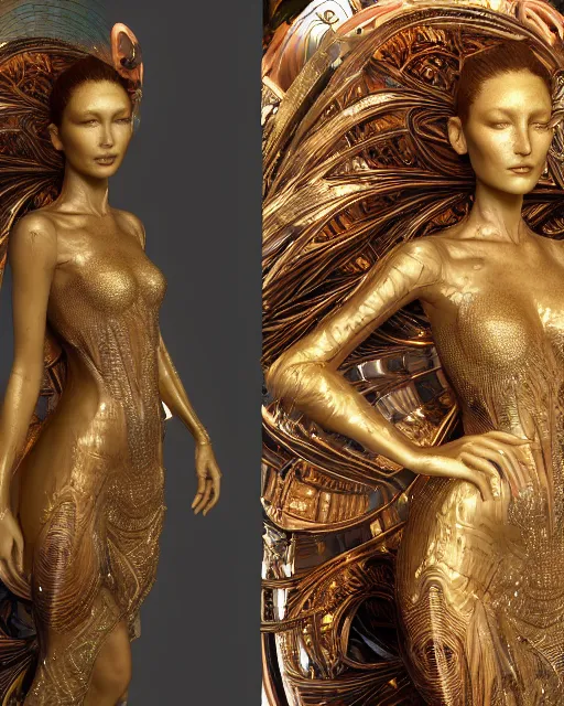 Image similar to a highly detailed metahuman 4 k close up render of an alien goddess bella hadid monument venus in iris van herpen dress schiaparelli in diamonds crystals swarovski and jewelry iridescent in style of alphonse mucha gustav klimt trending on artstation made in unreal engine 4