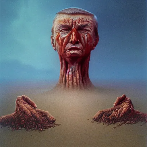 Image similar to Donald Trump. Putrid. Zdzisław Beksiński