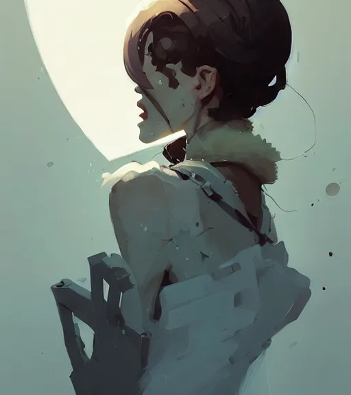 Image similar to portrait of a necromancer by atey ghailan, by greg rutkowski, by greg tocchini, by james gilleard, by joe fenton, by kaethe butcher, dynamic lighting, gradient light blue, brown, blonde cream and white color scheme, grunge aesthetic