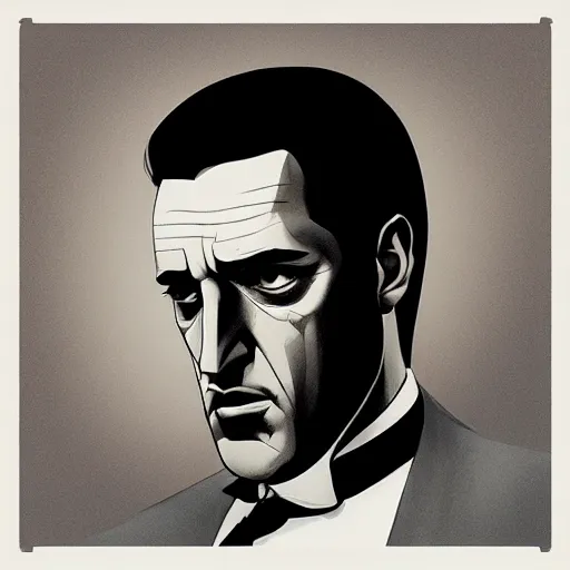 Image similar to face icon stylized minimalist the godfather, loftis, cory behance hd by jesper ejsing, by rhads, makoto shinkai and lois van baarle, ilya kuvshinov, rossdraws global illumination