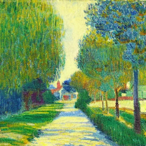 Prompt: suburban street painted in the style of Monet n- 6