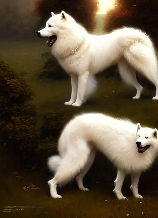 Image similar to samoyed by bayard wu, anna podedworna, gaston bussiere, greg rutkowski