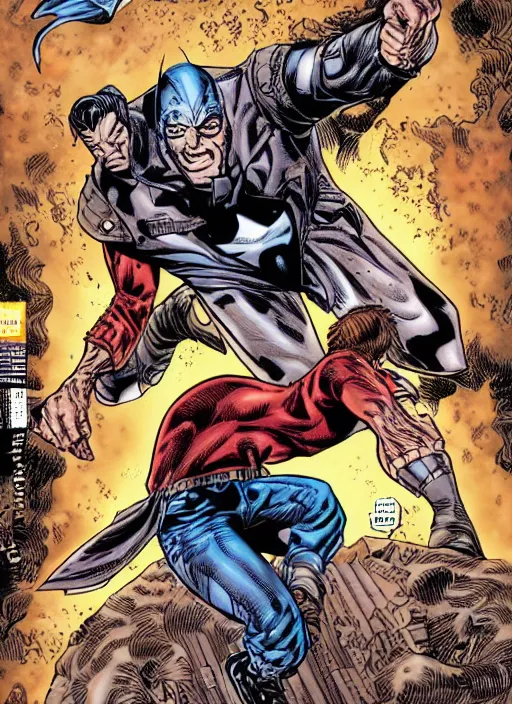 Image similar to 1 9 9 8 issue of comic cover depicting jack hawksmoor by warrin ellis and bryan hitch, masterpiece ink illustration,