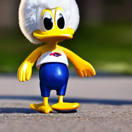 Prompt: donald duck in real life, low angle