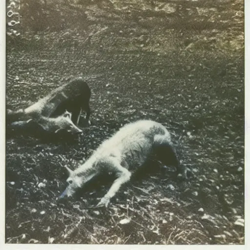 Prompt: polaroid of Fell beasts by Tarkovsky