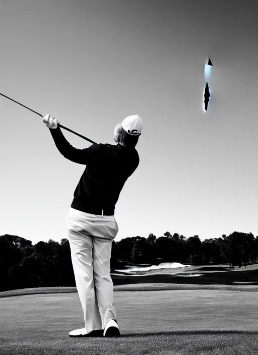 Image similar to golfing black and white portrait white sky in background