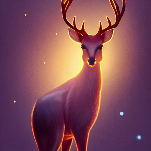 Prompt: a beautiful deer named luna made from light and illusion magic, digital art trending on artstation
