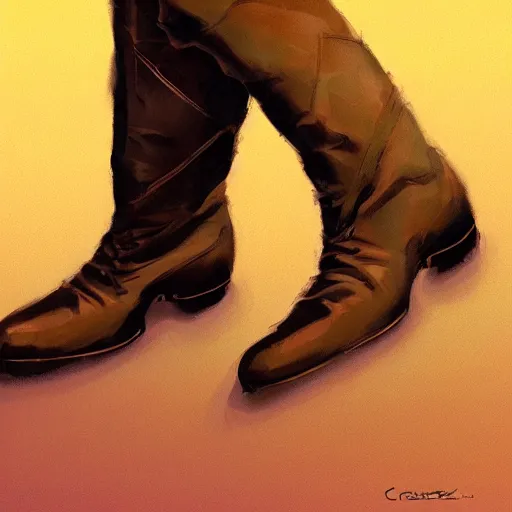 Prompt: spacial cowboy boots, by Craig mullins, Steve Purcell, Ralph McQuarrie. Design. Fashion. Trending on artstation. Centered image, no background