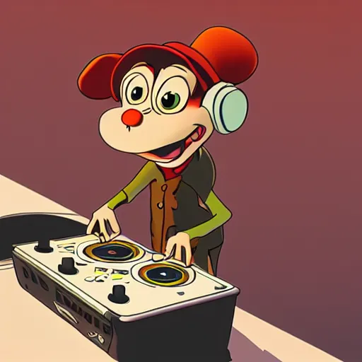 Image similar to ratatouille as a dj in bushwick, digital art