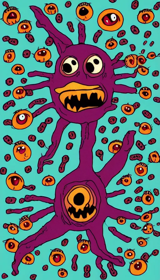 Prompt: a storm vortex made of many demonic eyes and teeth, by allie brosh