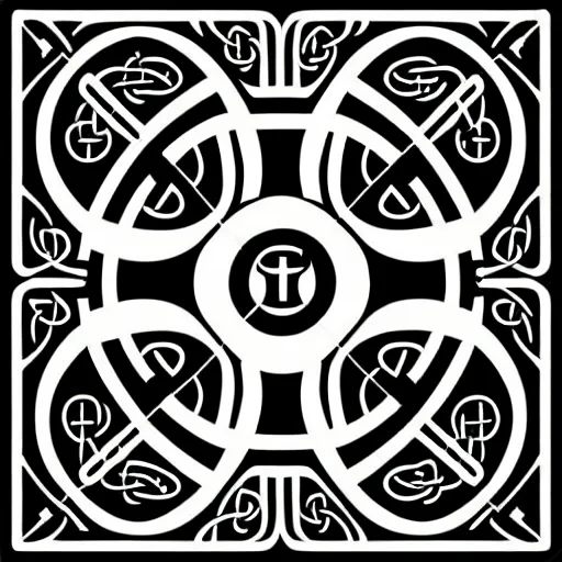 Image similar to graphic vector design of ancient christian trinity seal, black and white, trinity, celtic, catholic, old testament medallion, circular, intricate,