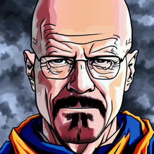 Image similar to walter white as a super saiyan