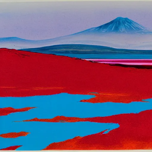 Image similar to chromolithograph of salar de uyuni color lithograph