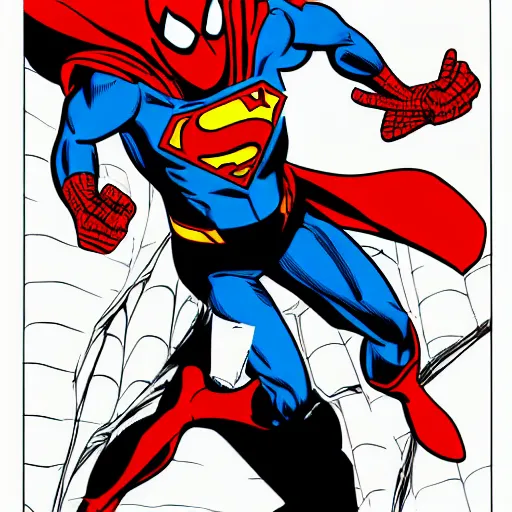 Prompt: spider - man vs superman, comic style,