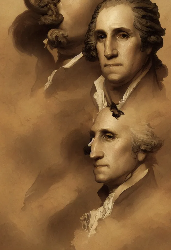 Prompt: a portrait george washington as a cyborg, intricate, war torn, highly detailed, digital painting, emotional, artstation, concept art, smooth, sharp focus, illustration, art by artgerm and greg rutkowski and alphonse mucha and william - adolphe bouguereau