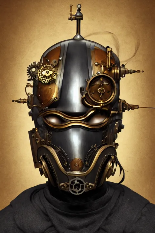 Image similar to steampunk helmet fantasy art mask robot ninja stylized digital illustration sharp focus, elegant intricate digital painting artstation concept art global illumination ray tracing advanced technology chaykin howard and campionpascale and cooke darwyn and davis jack