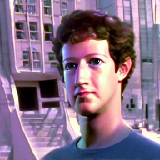 Prompt: mark Zuckerberg in back to the future anime ray traced
