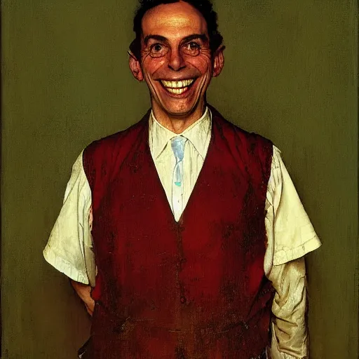 Prompt: portrait of yossi benayoun smiling by norman rockwell