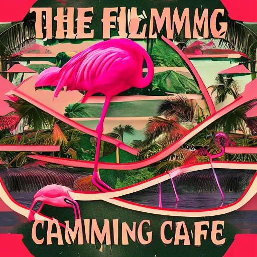 Image similar to the flamingo cafe by william maranci, internetcore plunderphonic collage album cover, trending on artstation