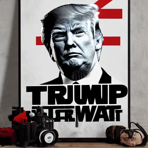 Image similar to donald trump poster, modern warfare