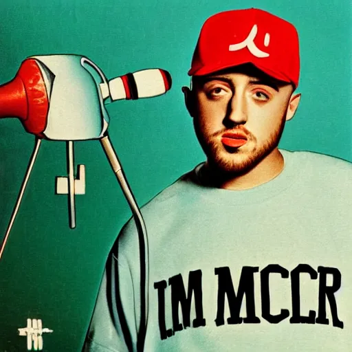 Prompt: the cover of a rap album by mac miller in the year 1960, detailed