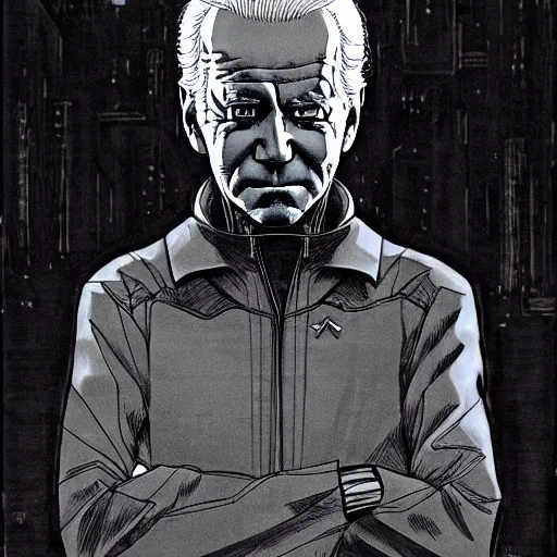 Image similar to Joe Biden looking sinister, by Tsutomu Nihei, highly detailed