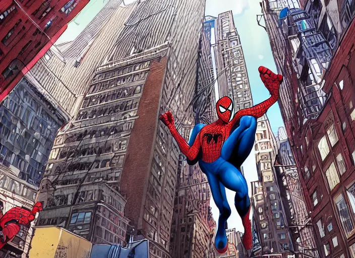 spider - man on top of the empire state building in | Stable Diffusion |  OpenArt