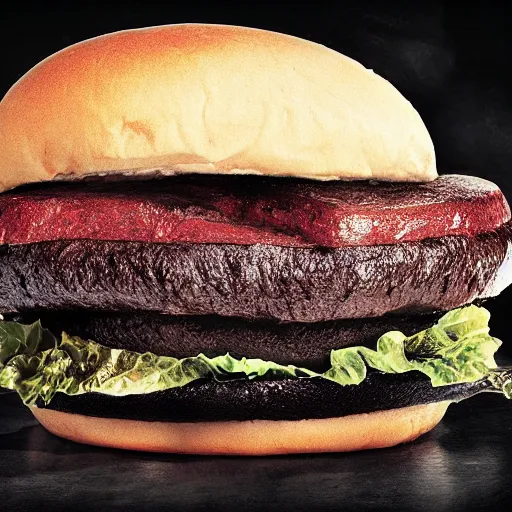 Image similar to a black hamburger, photo