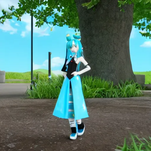 Prompt: hatsune miku in fallguys, unreal engine 5, super detailed, ultra graphics