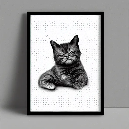 Prompt: detailed portrait of a cute sleeping cat photoshop halftone highlights | chromatic risograph print