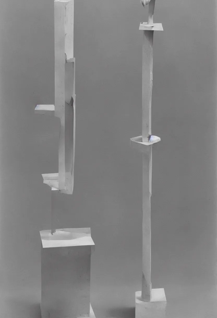 Prompt: In Advance of the Broken Arm by Marcel Duchamp, simple readymade object on a pedestal, courtesy of Centre Pompidou, archive photography by Richard Avedon