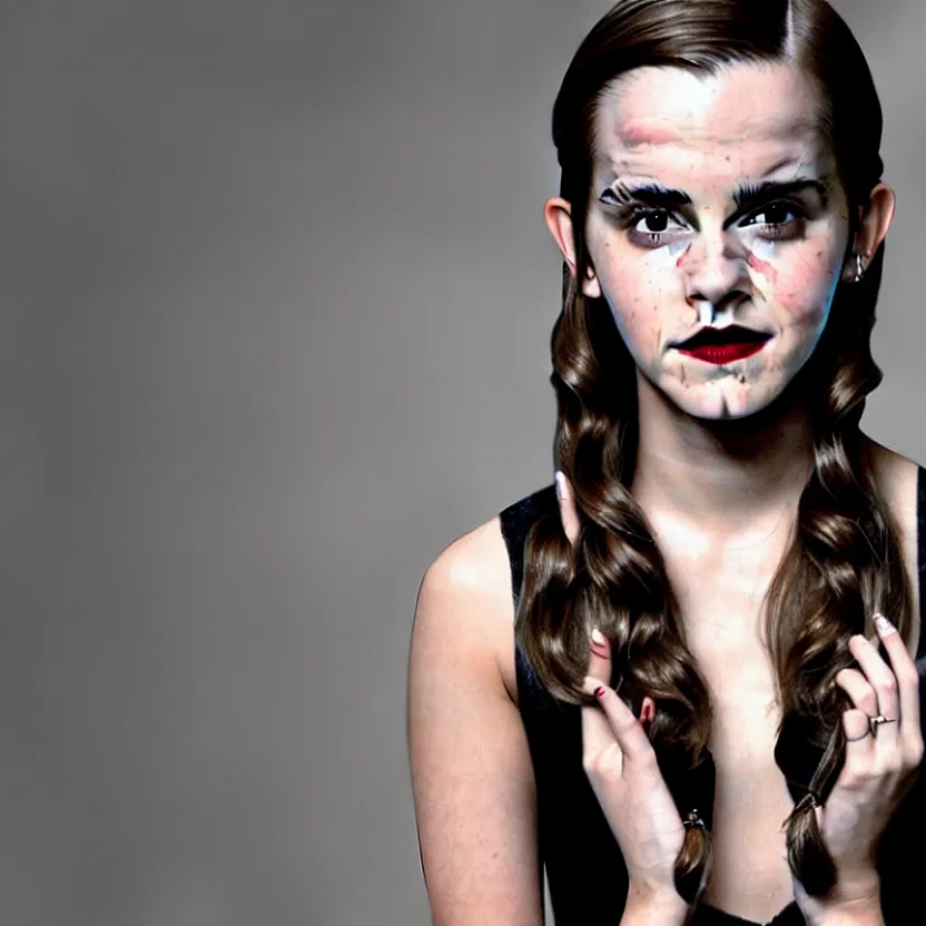 Prompt: emma watson as wednesday addams, 8 k,