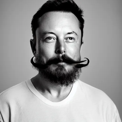 Prompt: elon musk's childhood with long mustache and epic beard, 5 0 mm, studio lighting