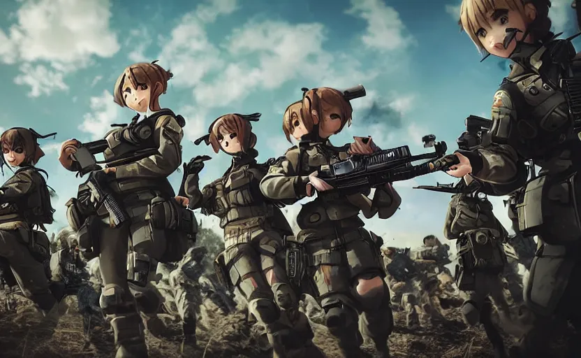 Image similar to photo of squad under heavy fire, highly detailed, explosions in background, high resolution, cosplay photo, stunning, girls frontline style, bokeh soft, shot on 7 0 mm, zenithal lightning, trending on instagram, by award winning photographer, real human faces, symmetrical facial features, modern warfare, shot with a professional camera, low saturation