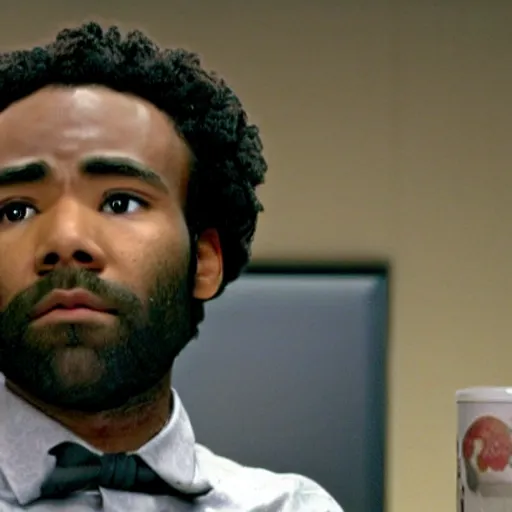 Prompt: a tv still of donald glover starring in the office ( 2 0 0 5 )