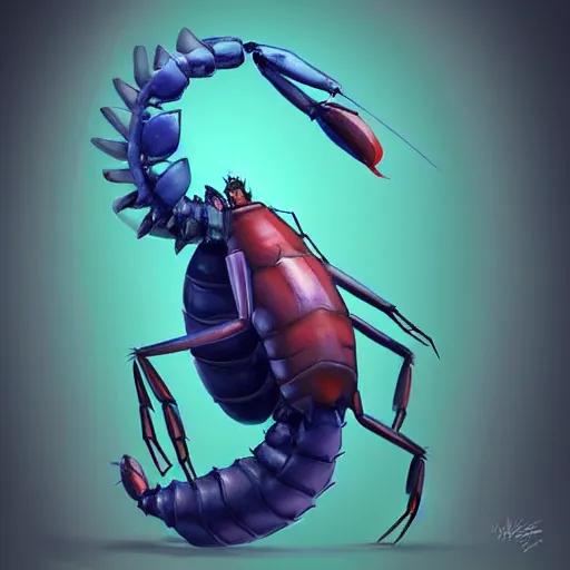 Image similar to a living breathing humanoid shrimp, digital art, digital painting, character design, trending, artstation