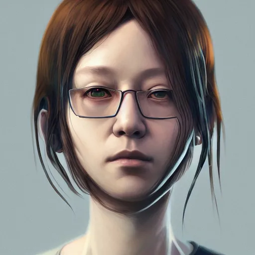 Image similar to portait of serial experiments : lain, sci - fi, intricate, elegant, highly detailed, digital painting, artstation, concept art, smooth, sharp focus, illustration, by bartek fedyczak, erak note, tooth wu, neil richards, kan liu, siwoo kim, jisu choe