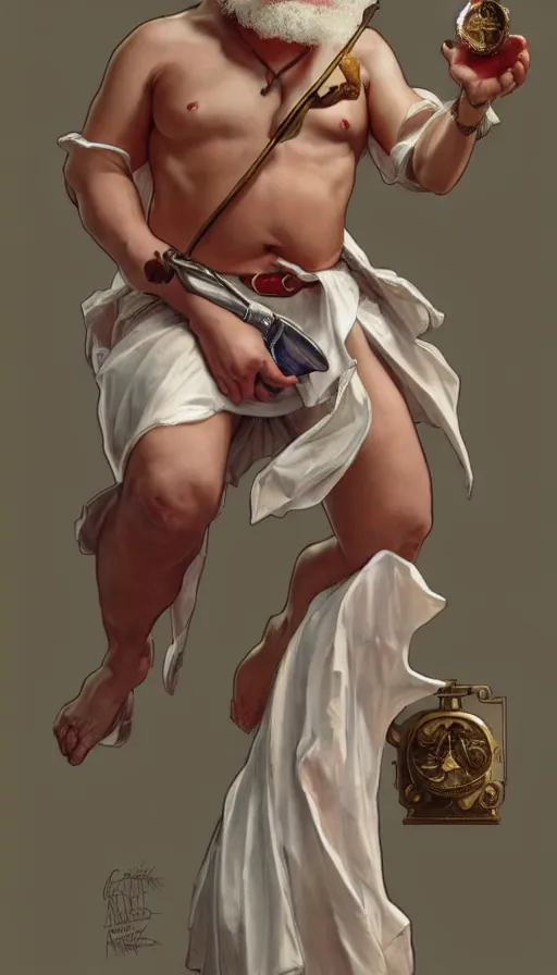 Image similar to a full body portrait of colonel sanders the greek god!! explaining, background of rednecks, extremely beautiful, anatomically accurate, by artgerm and by greg rutkowski and by alphonse mucha and by simon bisley, radiant light, detailed and intricate environment,