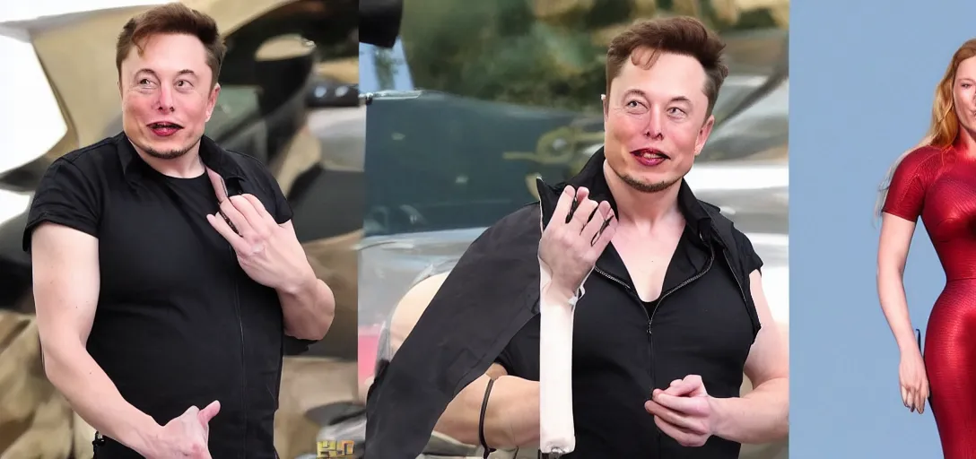 Image similar to Elon Musk is animorphing into Scarlett Johansen, highly detailed color drawing