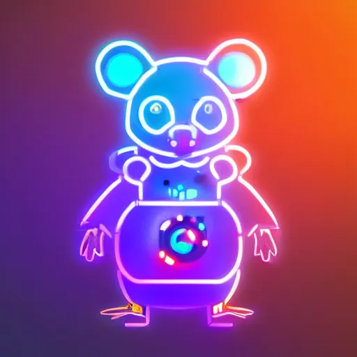 Image similar to cyberpunk hamster! holding rainbow! gem! crystal, neon lights, light reflection, logo, 8 k, hd