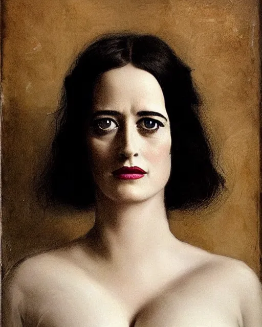 Prompt: portrait en buste of eva green in repose vesper lynd vannessa ives by Hughes Merle, perfectly detailed eyes, realistic fabric, abundant detail