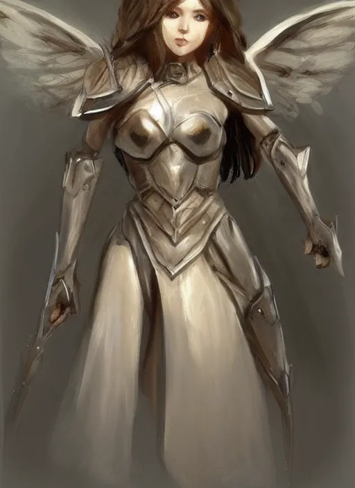 Prompt: concept art, angel knight girl. by artstation trending, by joseph mallord william turner, highly detailed