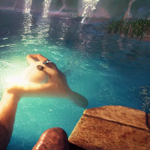 Prompt: heart in the water. cgi hyper realistic. unreal engine.