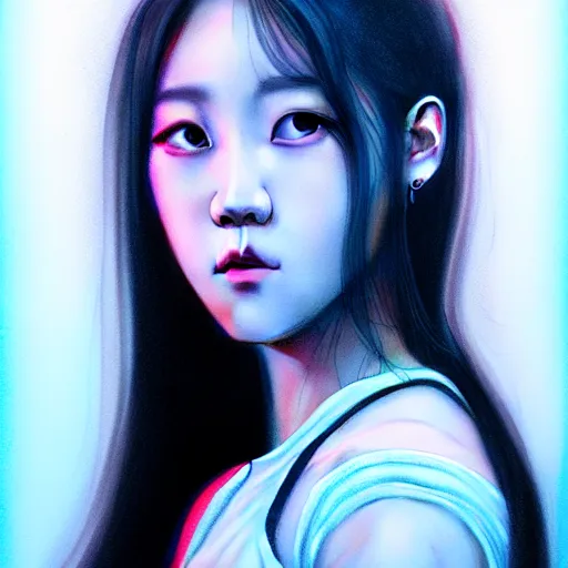 Image similar to jisoo of blackpink, hyperrealistic portrait, bladerunner street, by justine florentino, fantasy art, photo realistic, dynamic lighting, artstation, poster, volumetric lighting, very detailed face, intricate complexity, 8 k, award winning