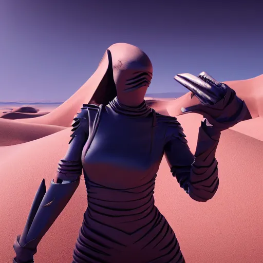 Image similar to evil dune movie inspired avant-garde art, deco fashion, highly detailed, photorealistic portrait, bright studio setting, studio lighting, crisp quality and light reflections, unreal engine 5 quality render