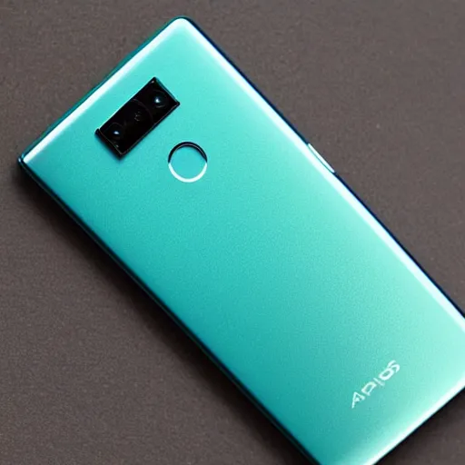 Prompt: a bezel - less teal android phone